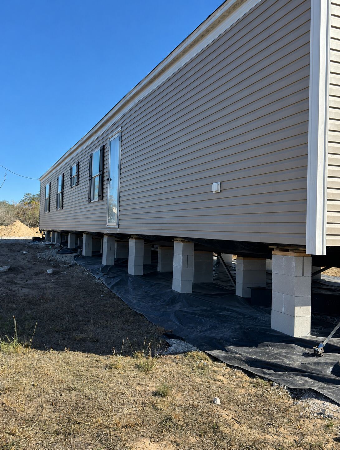Mobile home after leveling